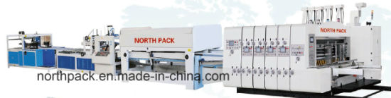 GSZX Online bottom folding high speed gluing machine with automatic flexo printing die-cutting machine and auto bundling machine